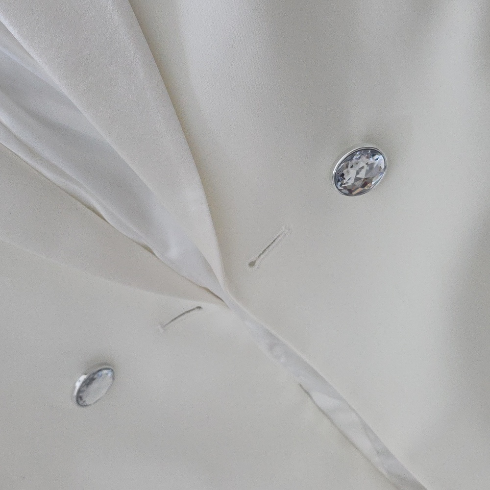 Nova Luxe Tuxedo Off White Women's Blazer Sz L - Picture 2 of 8